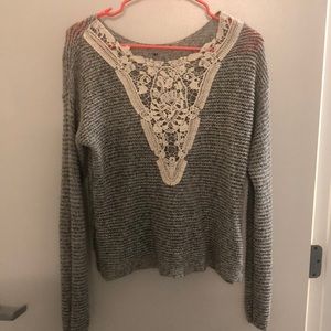 Lace Back Forever 21 Gray Sweater